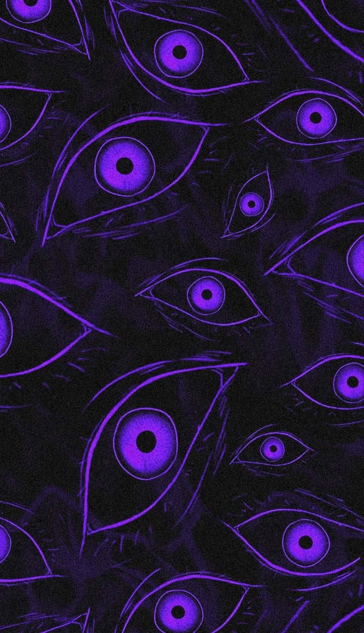 Cute Gothic Purple Eyes Black Wallpaper