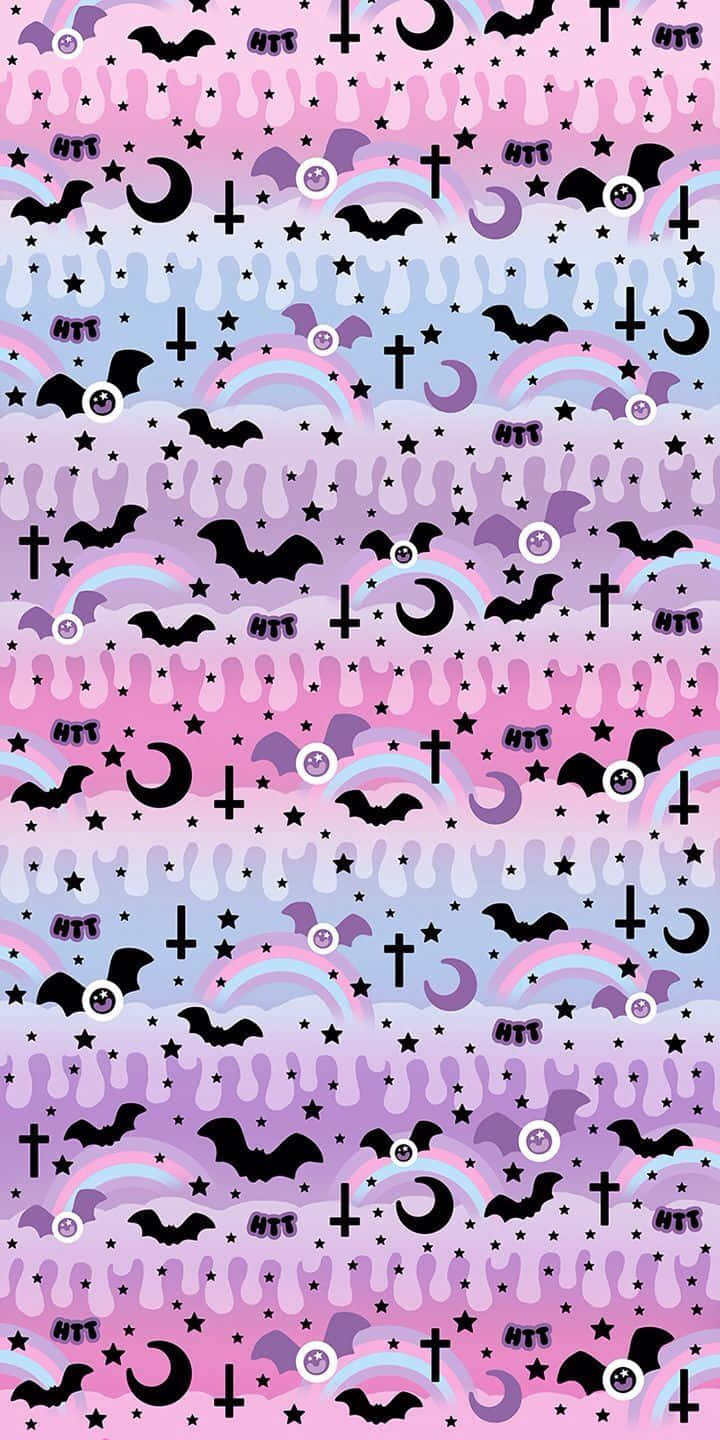 Cute Gothic Colorful Halloween Symbols Wallpaper