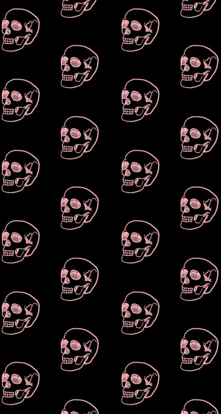 Cute Gothic Skull Black And Pink Wallpaper