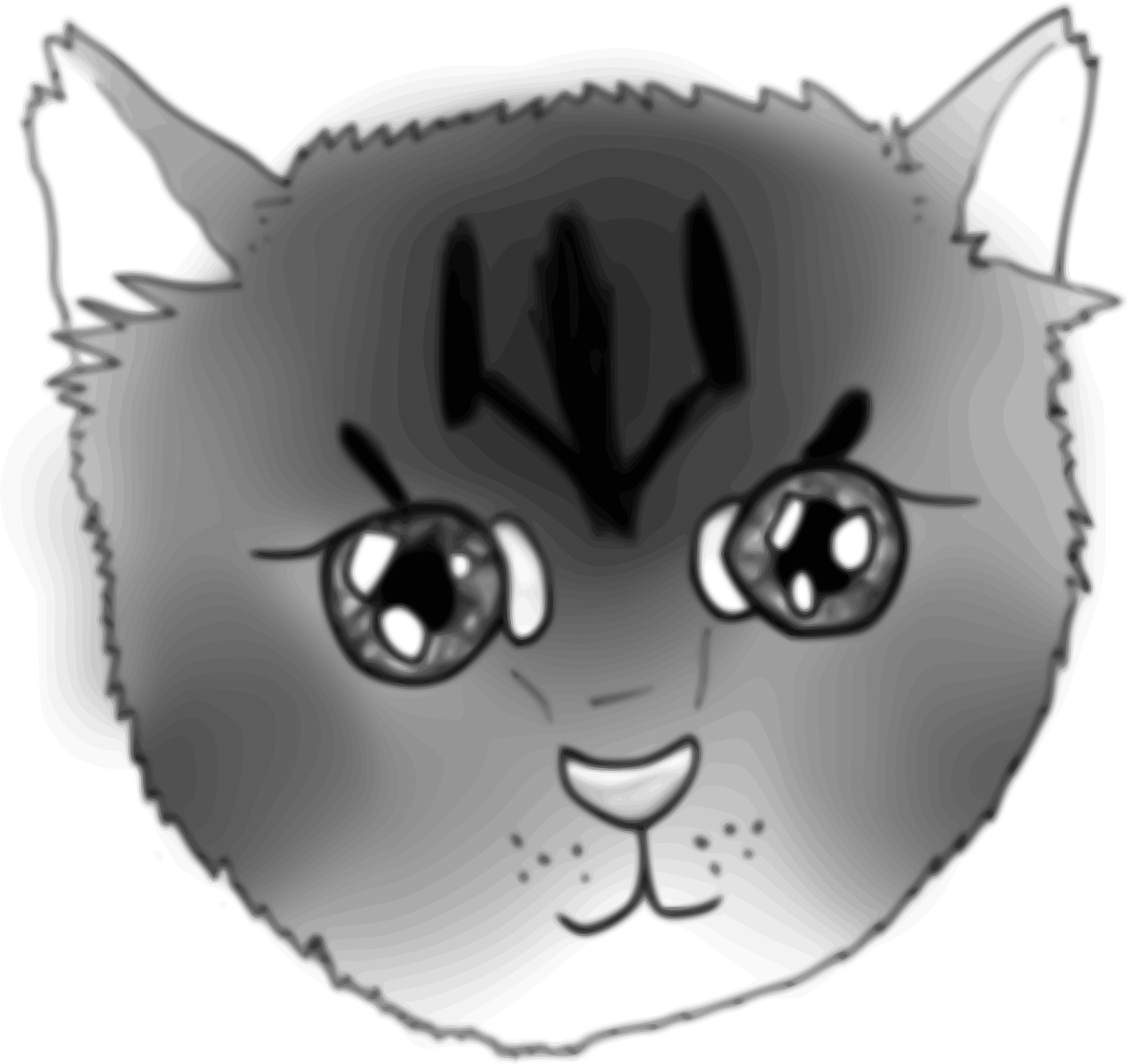 Cute Gray Kitten Cartoon PNG