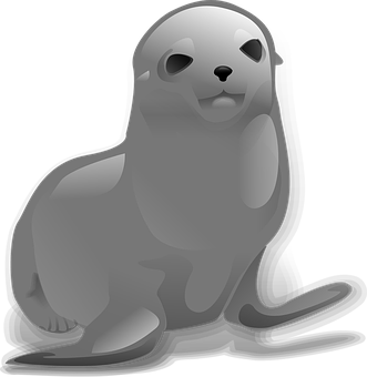 Cute Gray Seal Illustration PNG