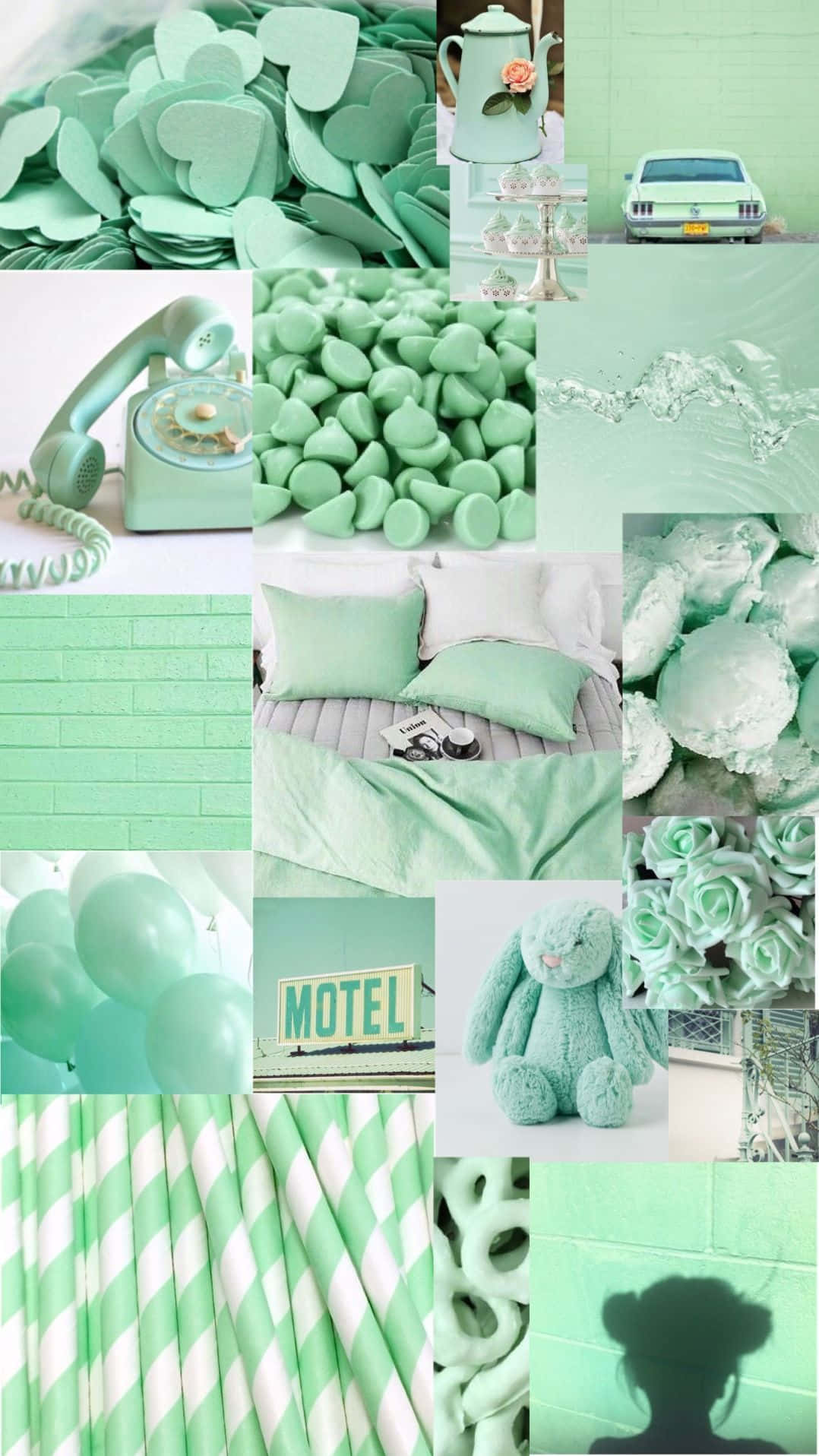 Teddy Bear Cute Green Aesthetic Background