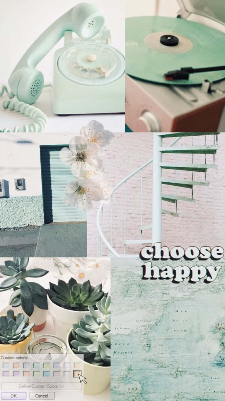Choose Happy Cute Green Aesthetic Background