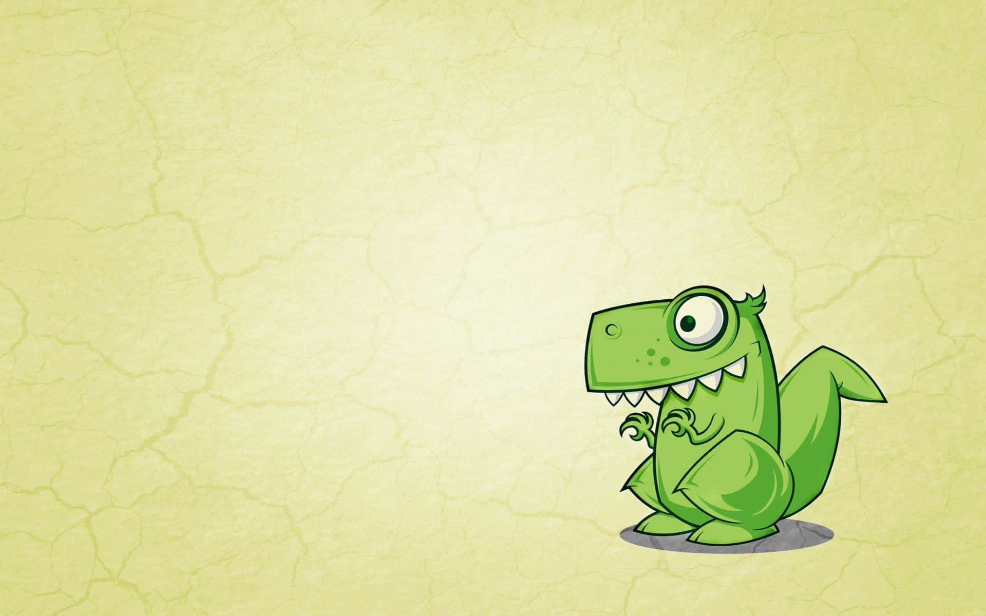 Animede Desenho Animado De Dinossauro Verde Fofo Papel de Parede