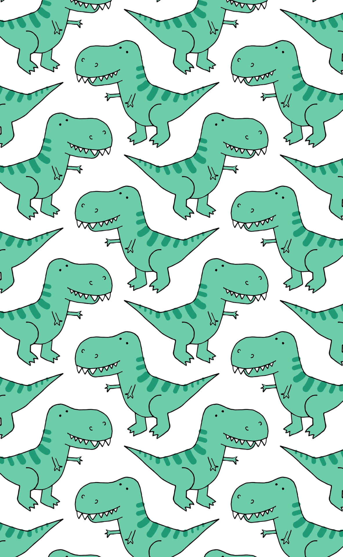 Adorable Green Dinosaur Illustration Wallpaper