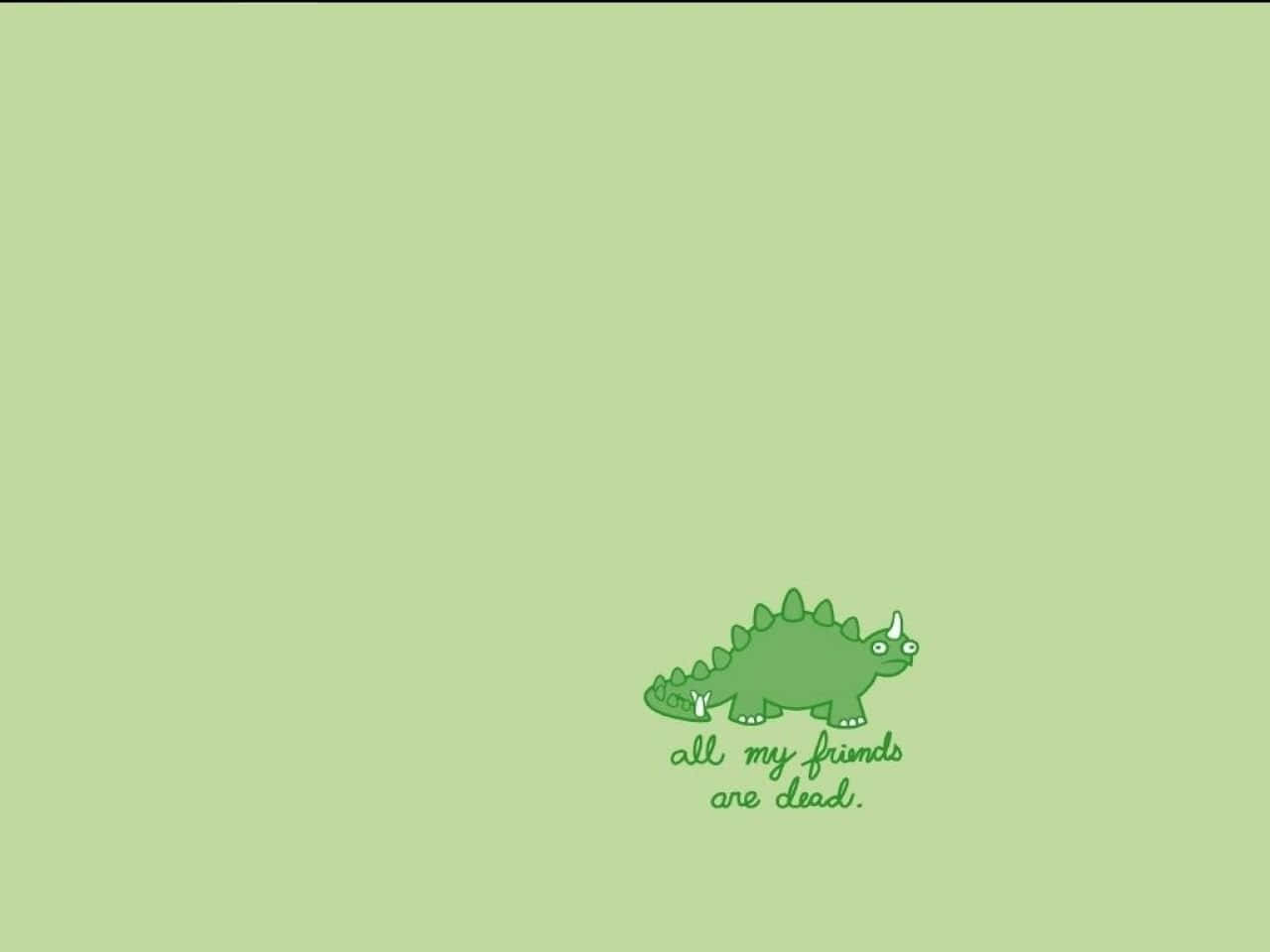 Adorable Green Dinosaur Smiling on a Vibrant Background Wallpaper