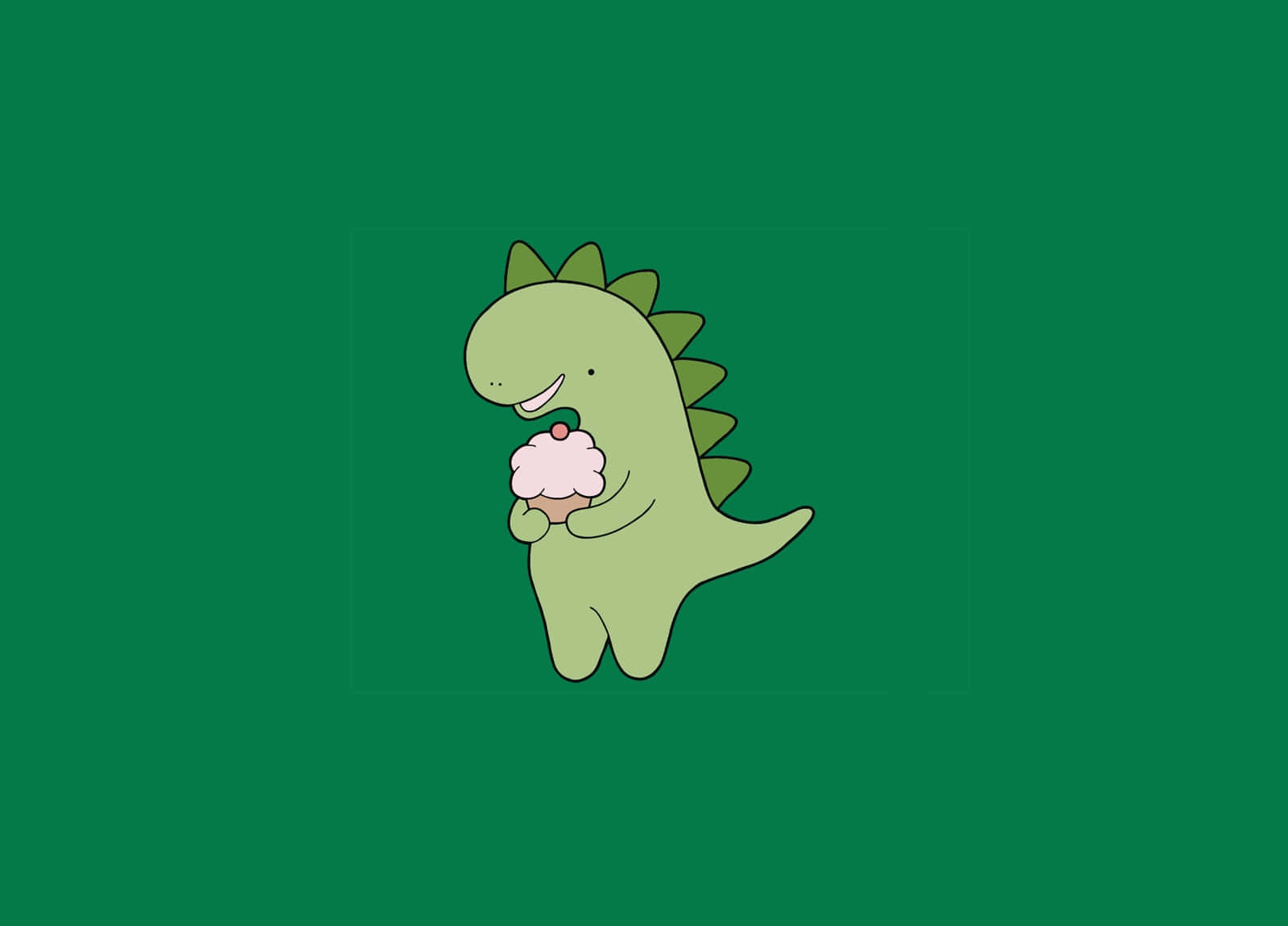 Cute Green Dinosaur in a Playful Mood Wallpaper