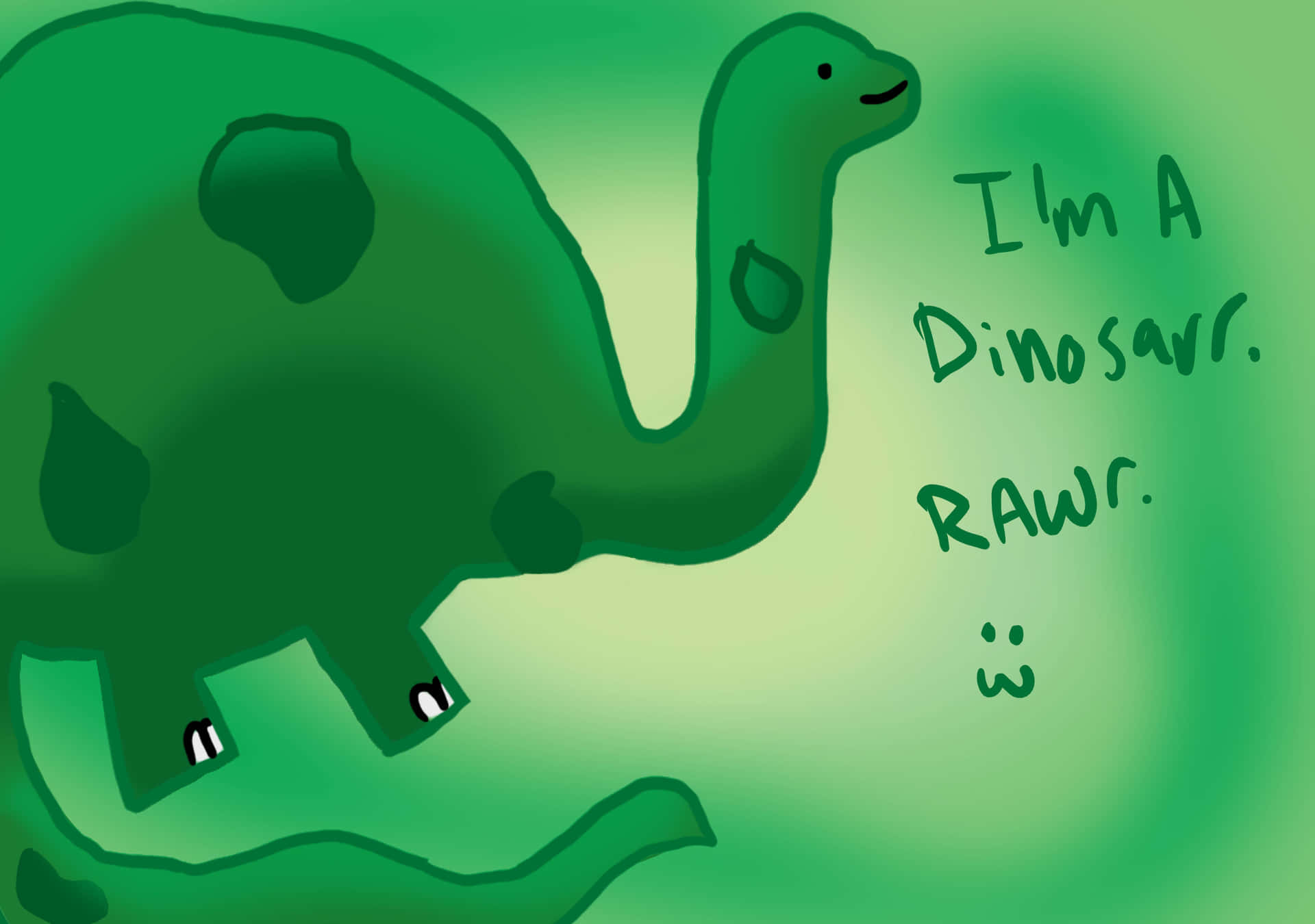 Cute Green Dinosaur Cartoon Illustration Wallpaper