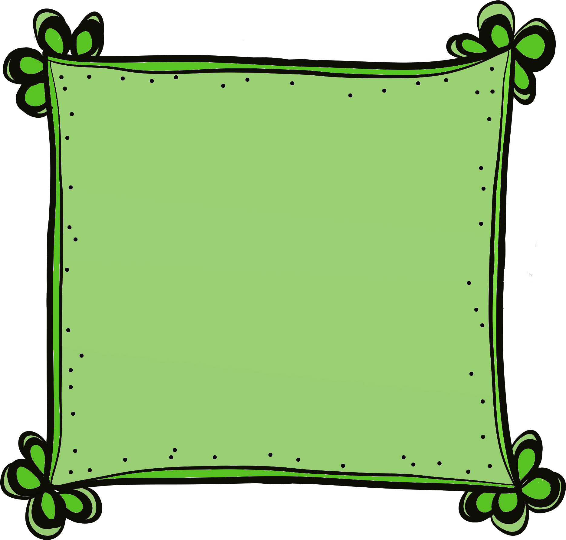 Cute Green Floral Border PNG