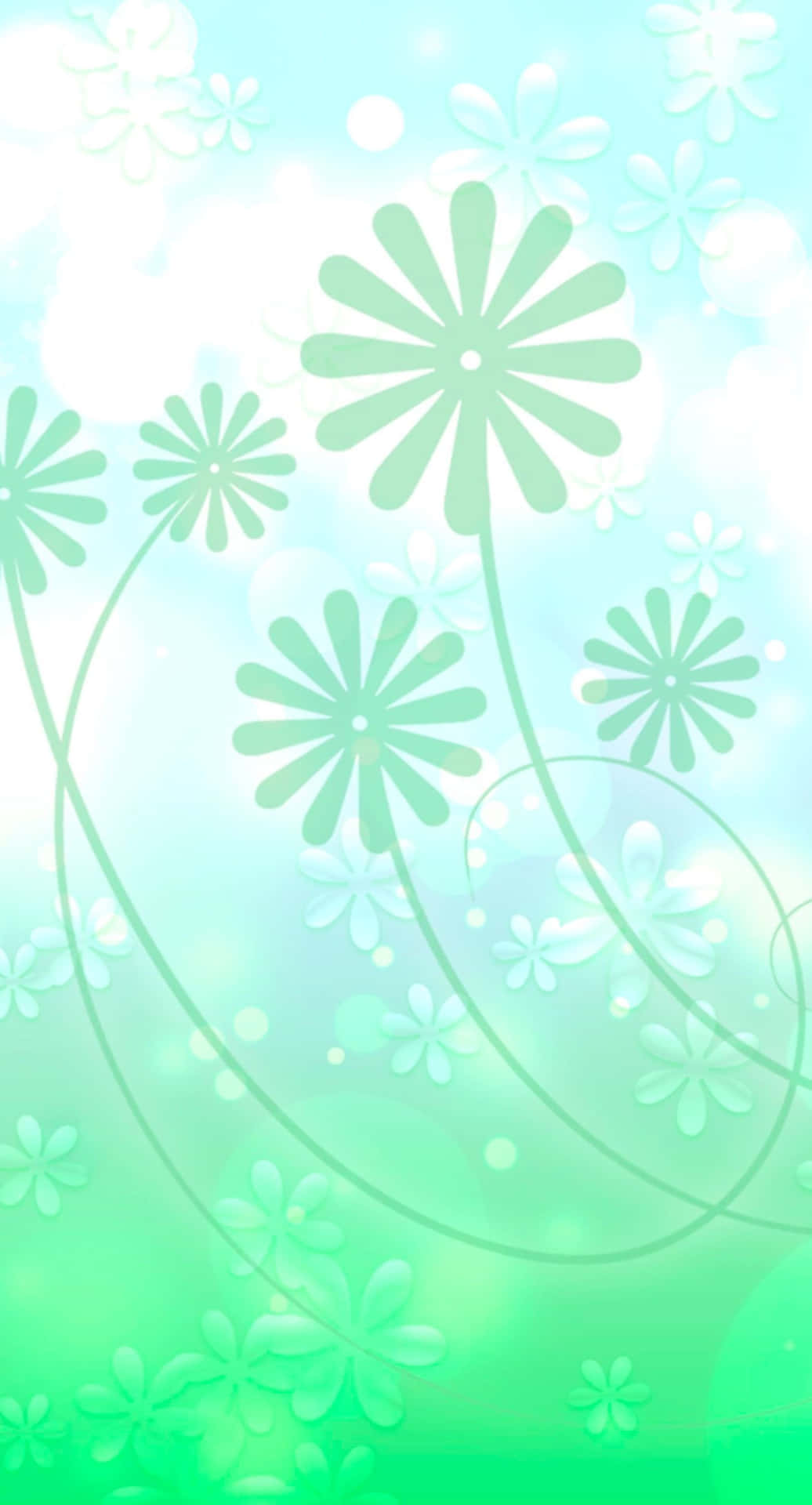 Cute Green Flowers Wallpaper
