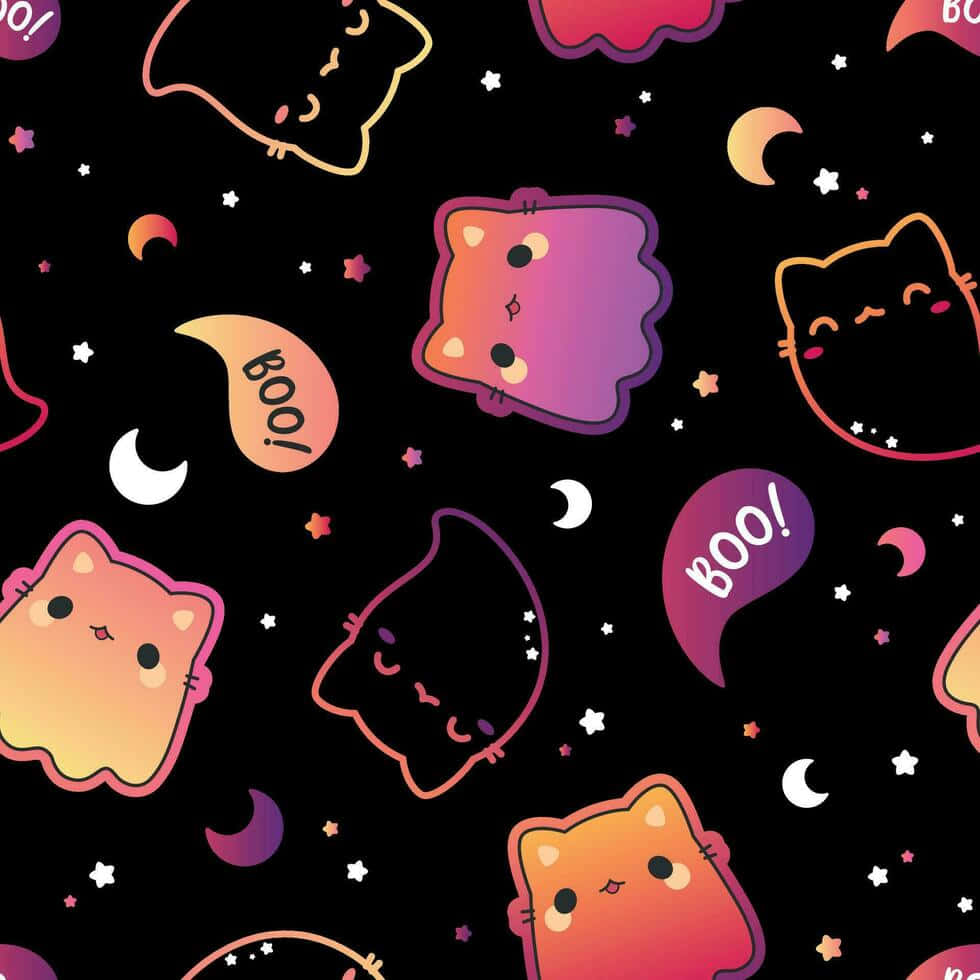 Cute_ Halloween_ Cat_ Pattern Wallpaper