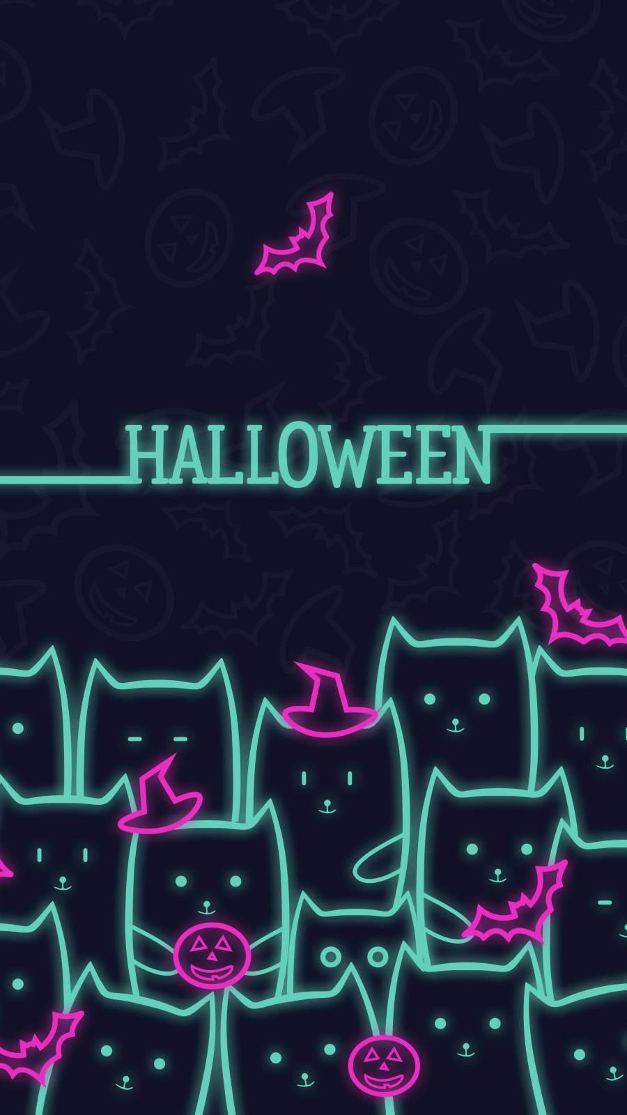 Cute Halloween Cats And Bats Iphone