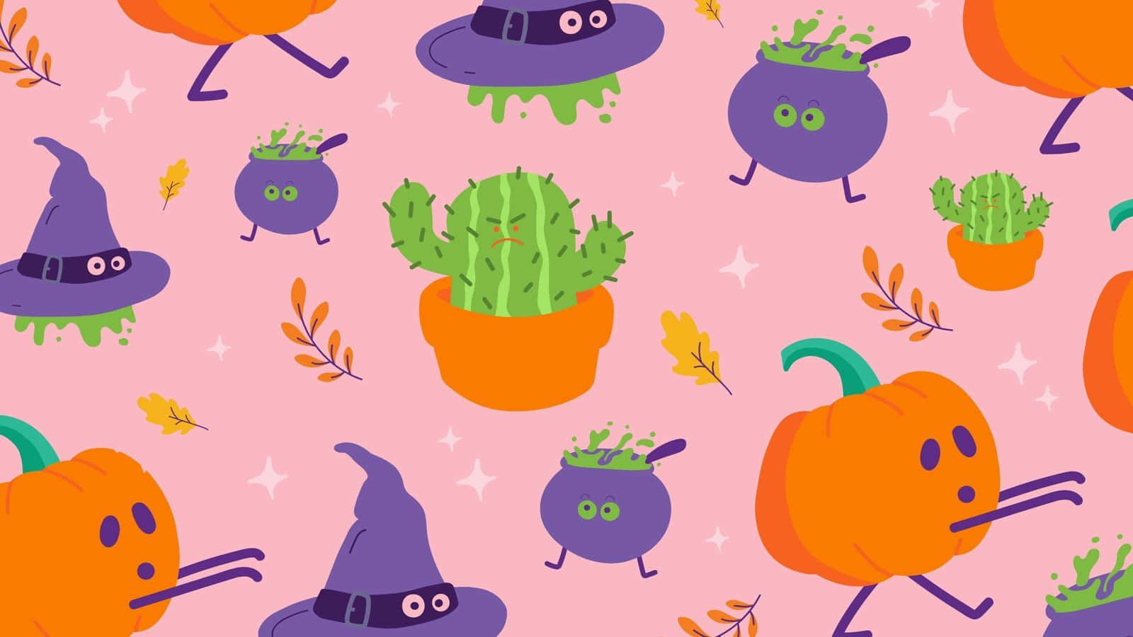 Cute Halloween Pattern Illustration Wallpaper