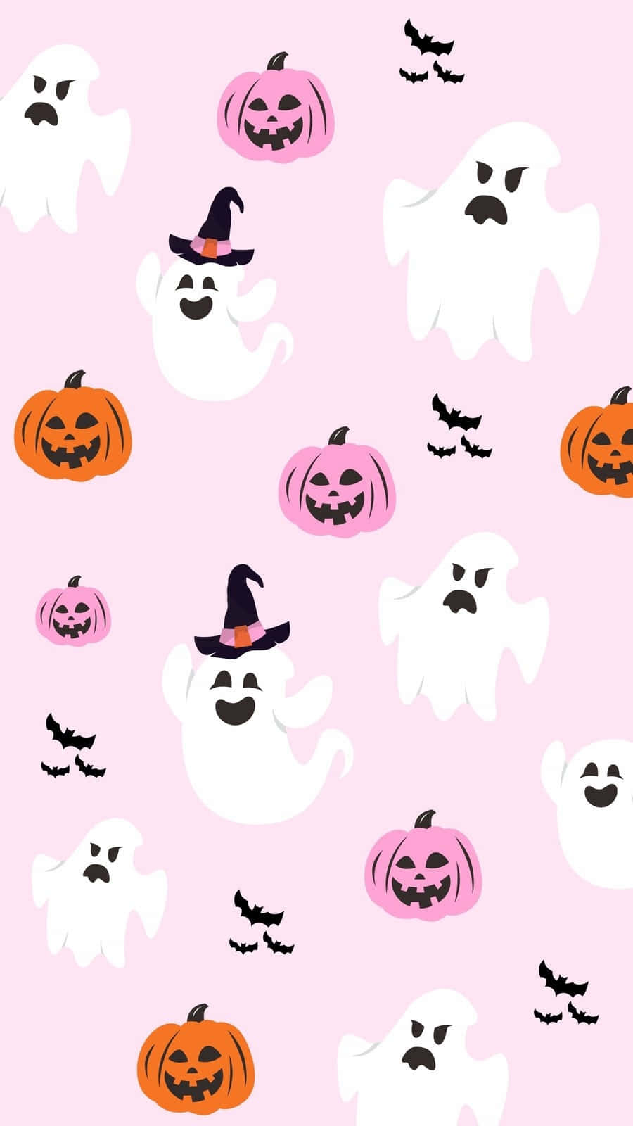 Cute Halloween Pattern Pink Background Wallpaper