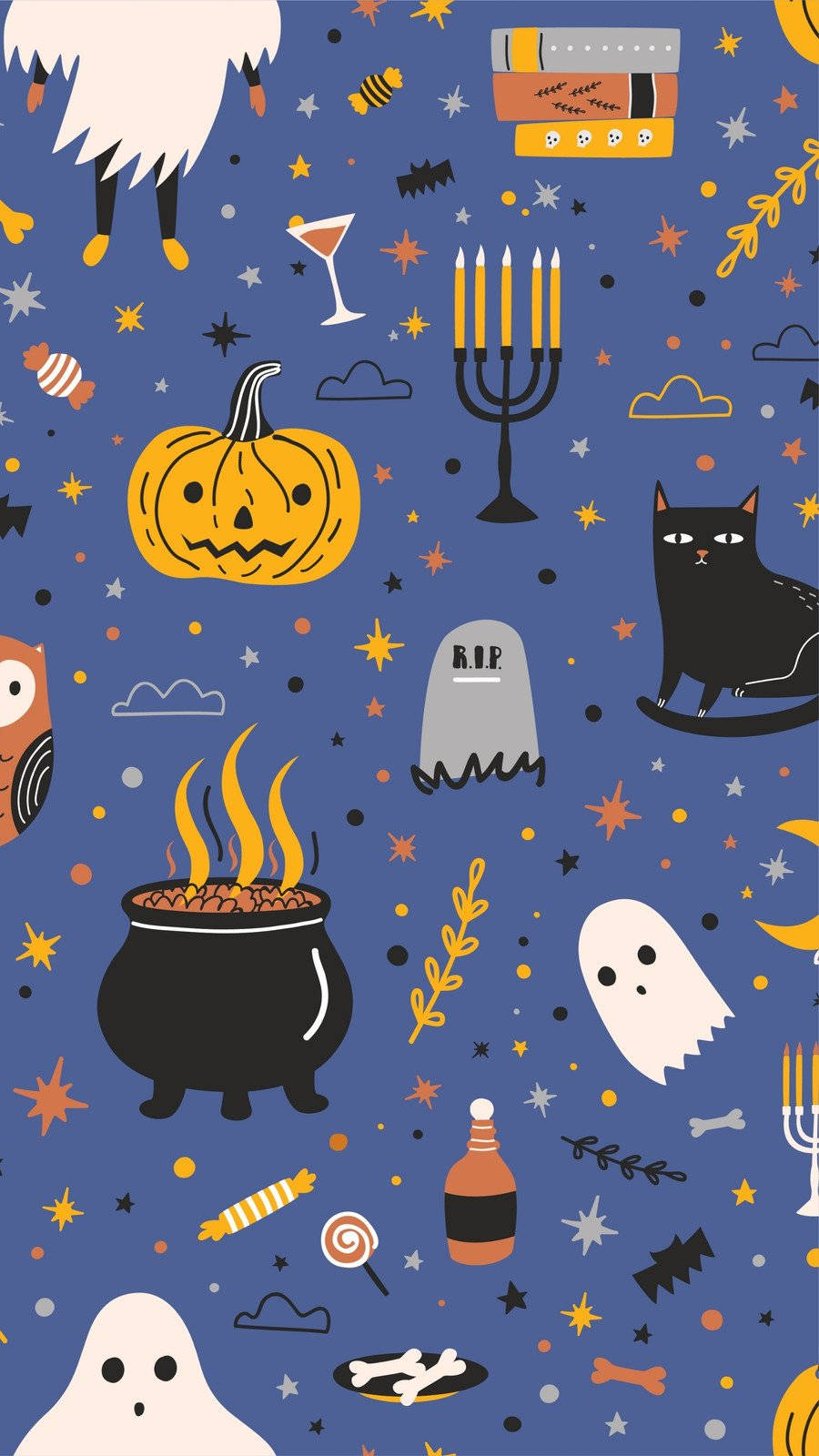 Feiernsie Halloween Mit Einem Lustigen, Niedlichen Handy! Wallpaper