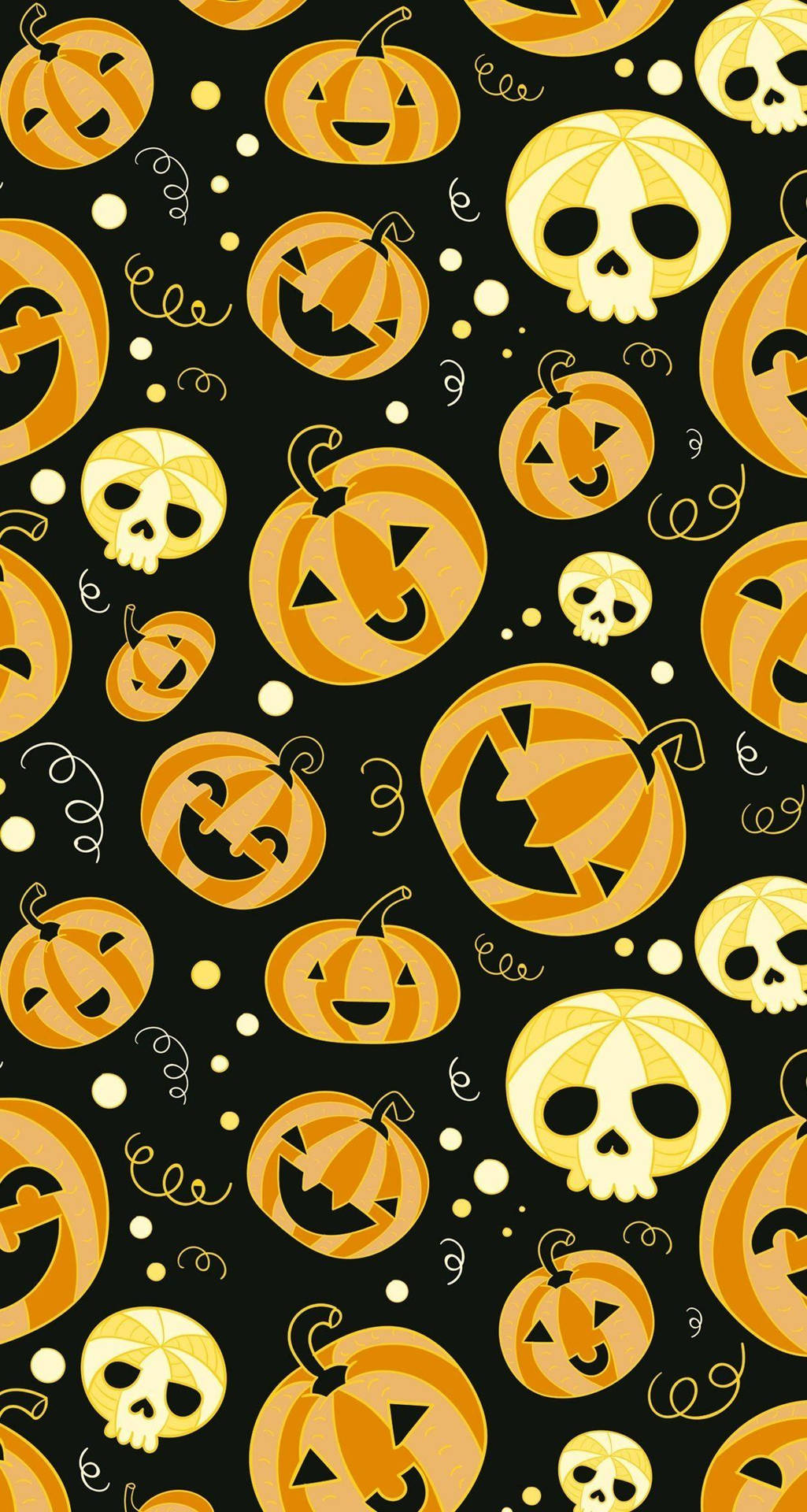 Halloween Pumpkins On Black Background Wallpaper
