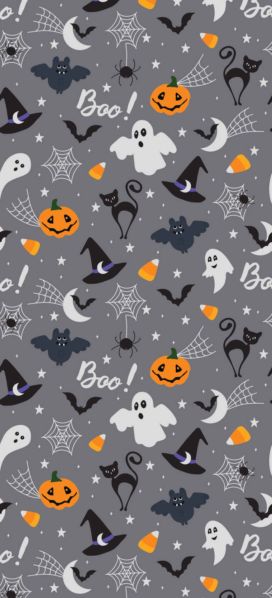 Cute Halloween Phone Gray Wallpaper