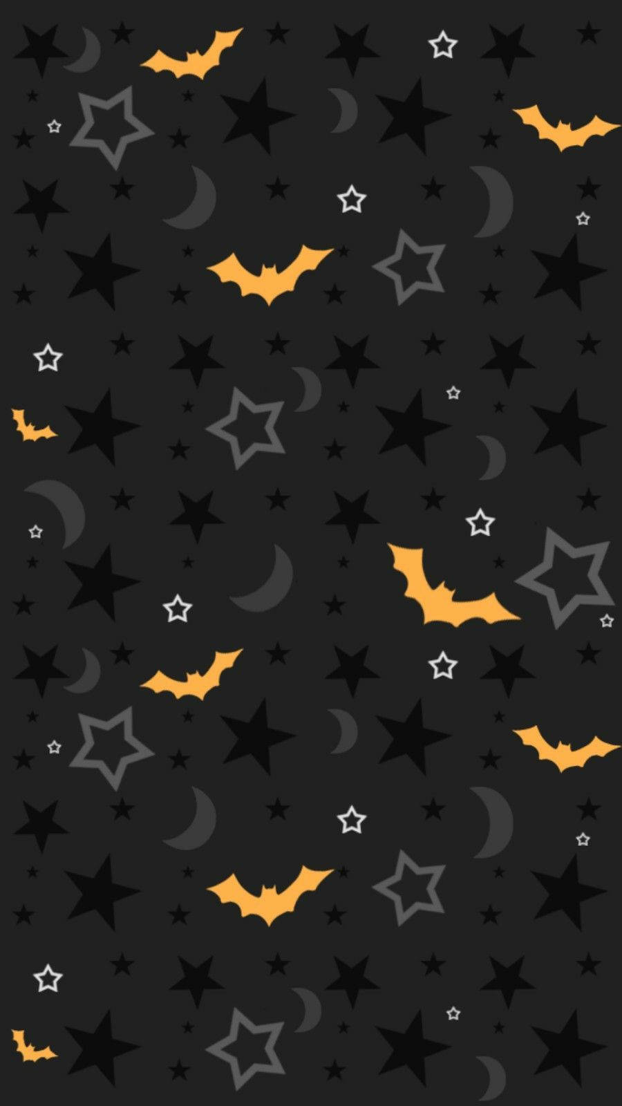 Cute Halloween Phone Bats, Stars, Moon Pattern Wallpaper