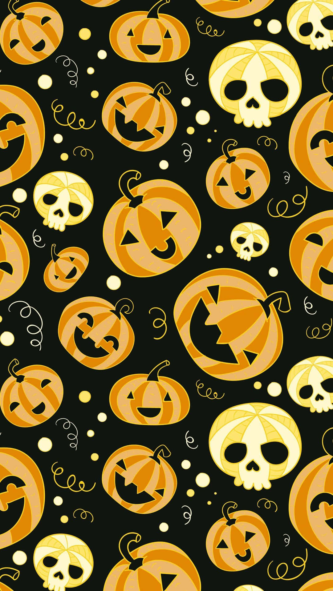 Halloween Pumpkins On Black Background