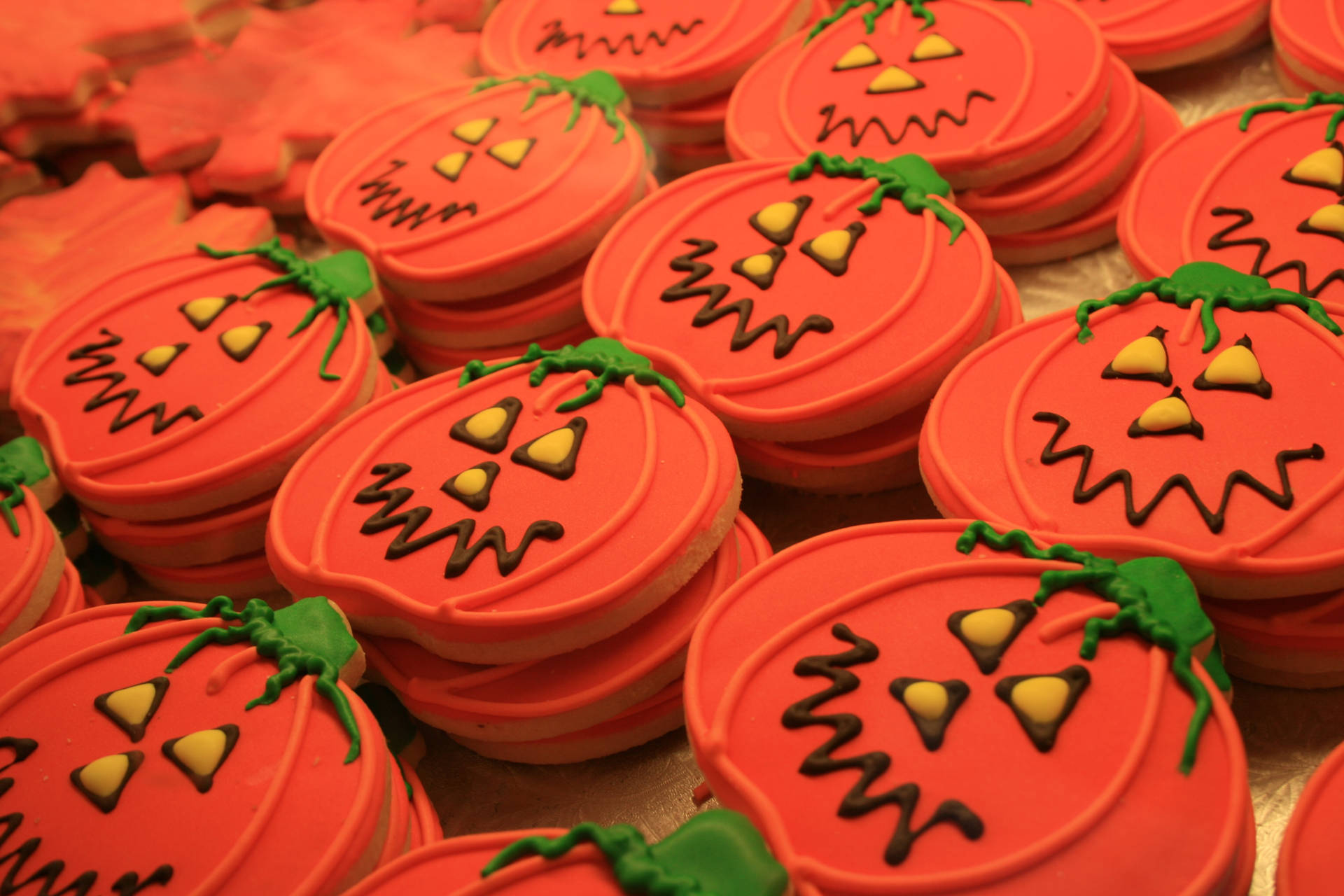 Cute Halloween Pumpkin Cookies Wallpaper