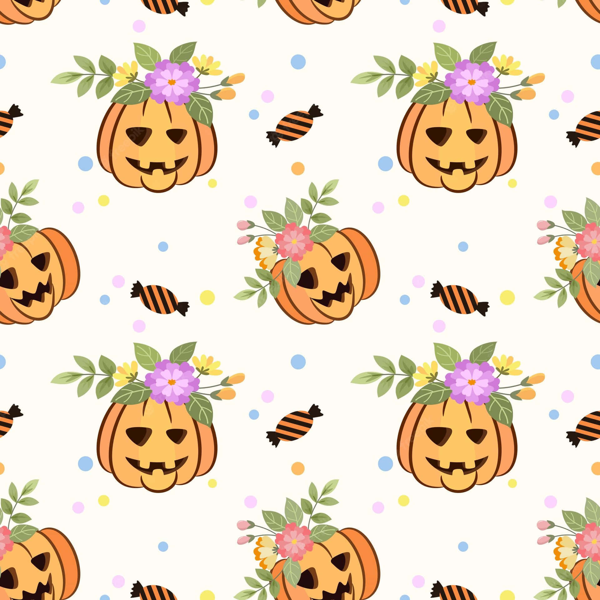 Cute Halloween Pumpkin Pattern Wallpaper