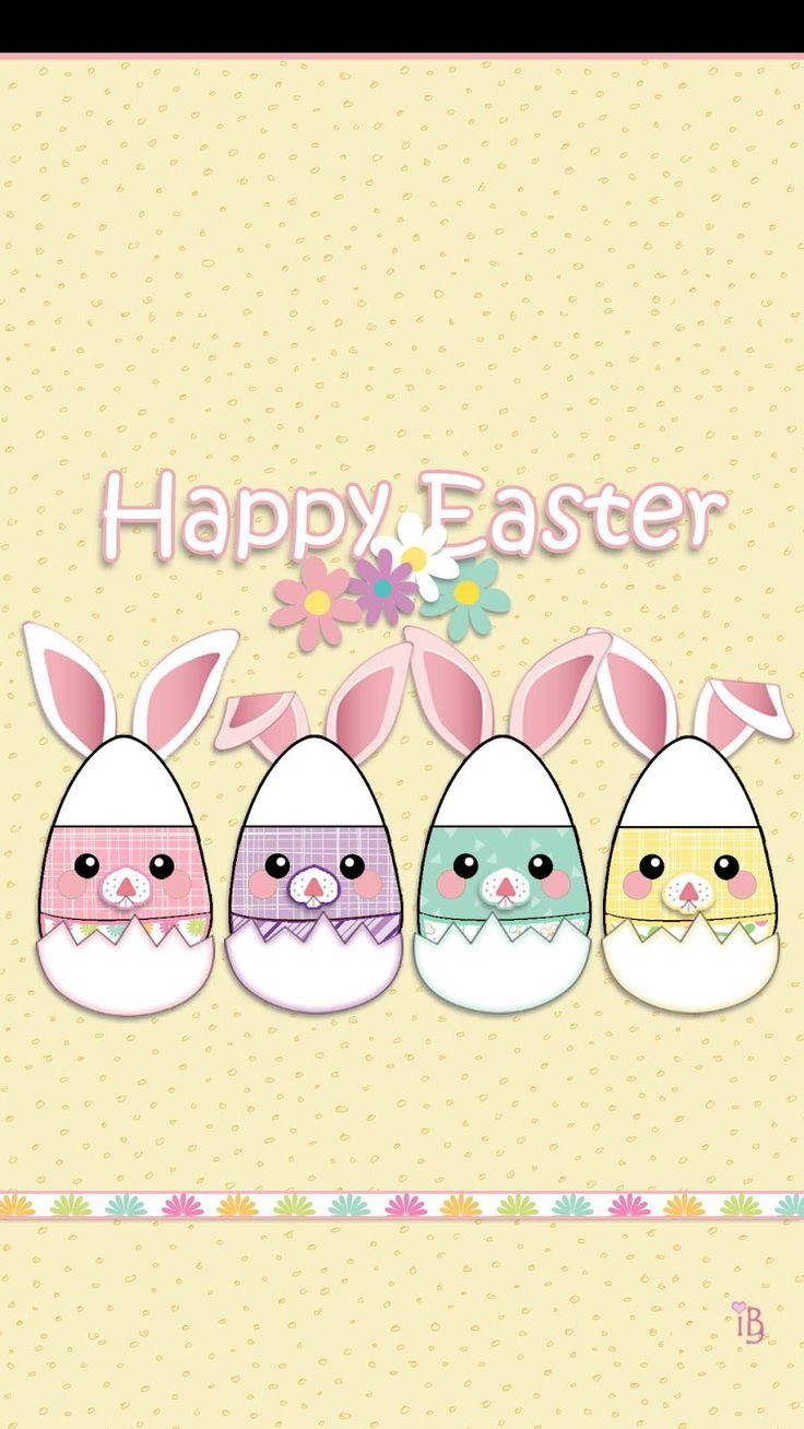 Cute Happy Easter Egg Bunnies Wallpaper