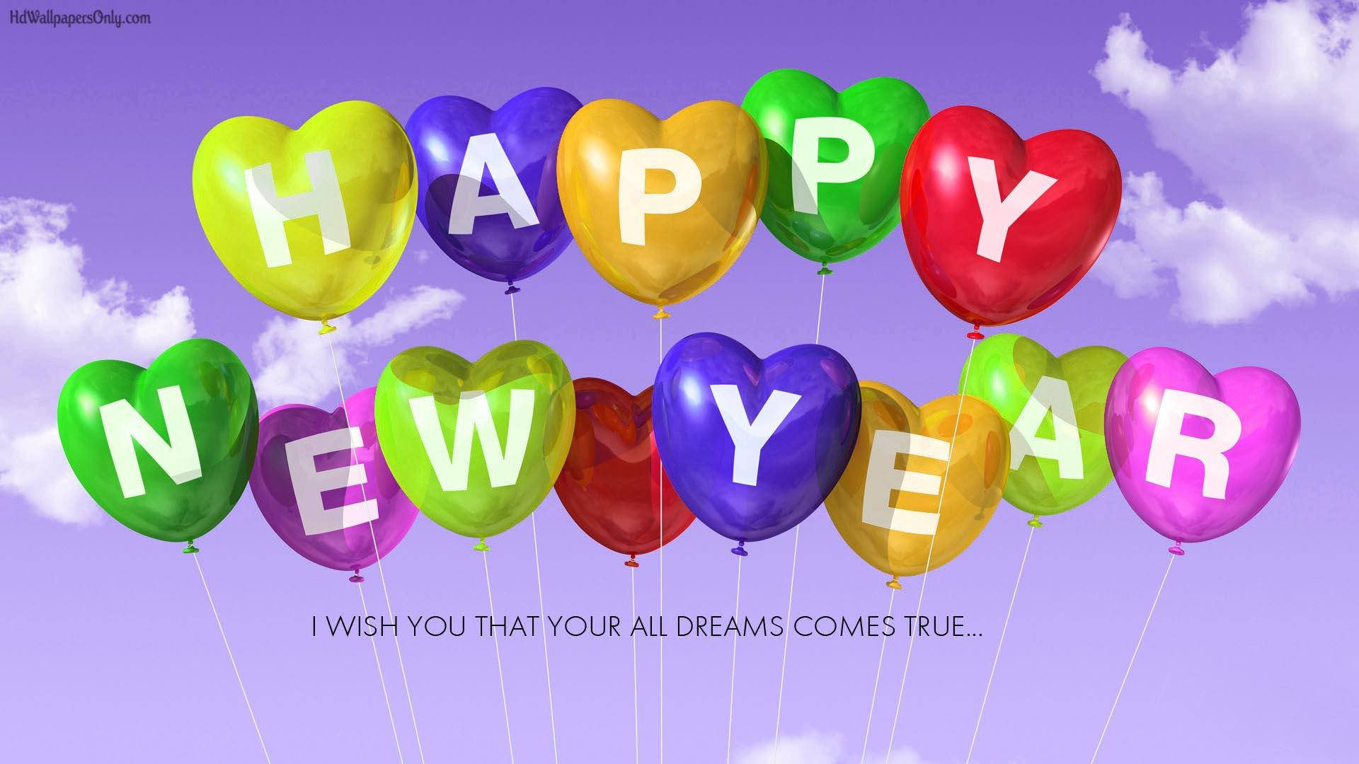 Cute Happy New Year 2021 Heart Balloons Wallpaper