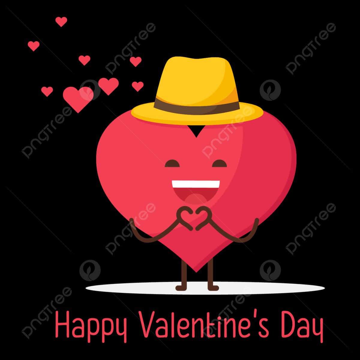 Felizdía De San Valentín - Corazón De Dibujos Animados Con Sombrero Y Corazón Fondo de pantalla