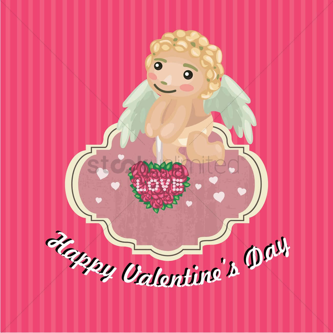 Tarjetade San Valentín Con Un Lindo Cupido Fondo de pantalla