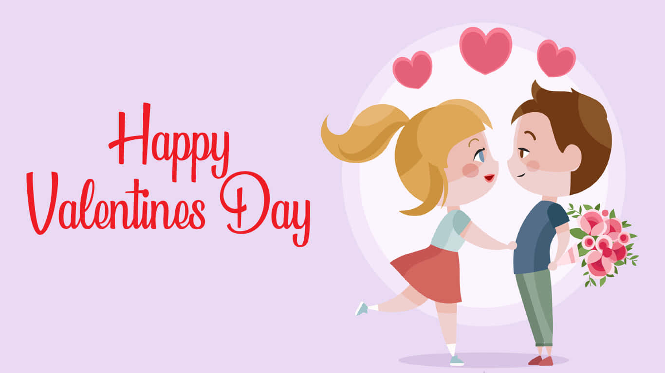 Cute Happy Valentine Day Vector Cartoon Wallpaper