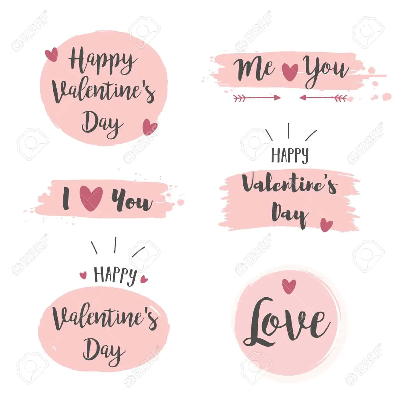 Conjuntode Etiquetas De San Valentín Con Corazones Y Flechas Fondo de pantalla