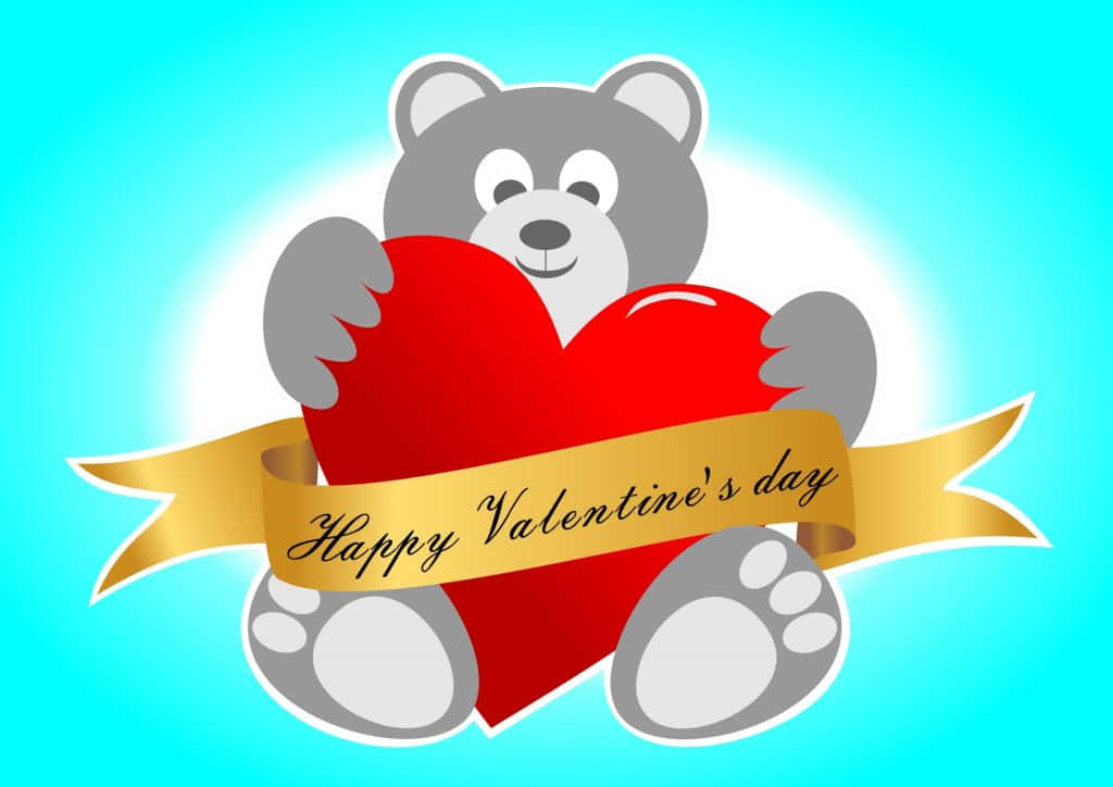 Cute Happy Valentine Day Cartoon Bear Wallpaper