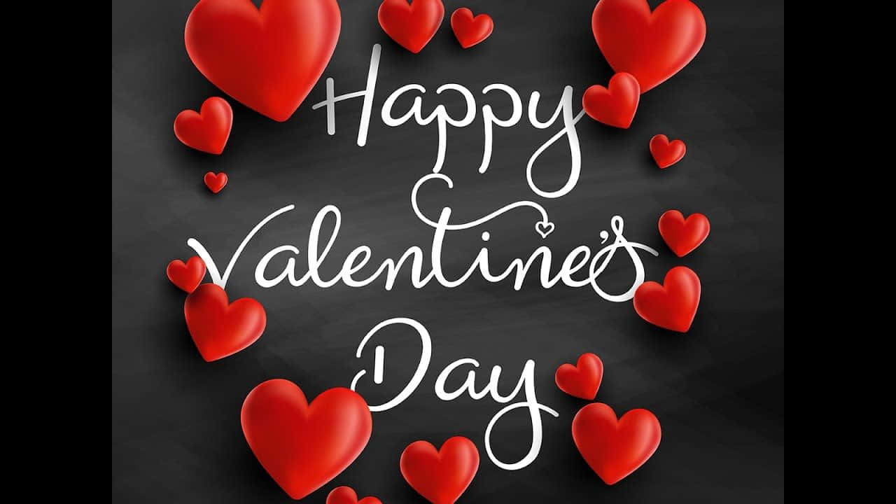 Tarjetade Felicitación De Feliz Día De San Valentín Con Corazones Rojos Fondo de pantalla