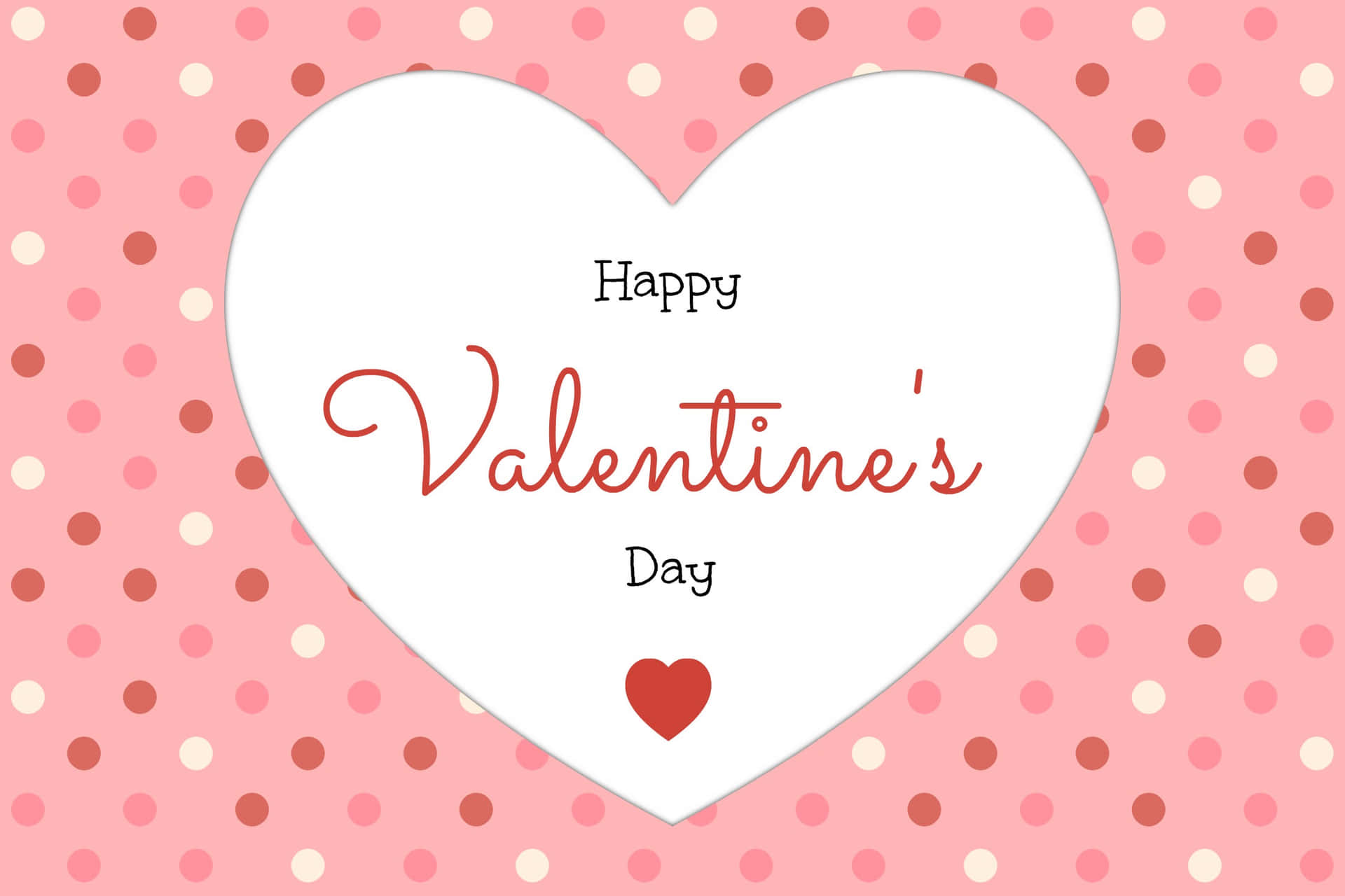 Tarjetade San Valentín Con Un Corazón Sobre Un Fondo Rosa Fondo de pantalla