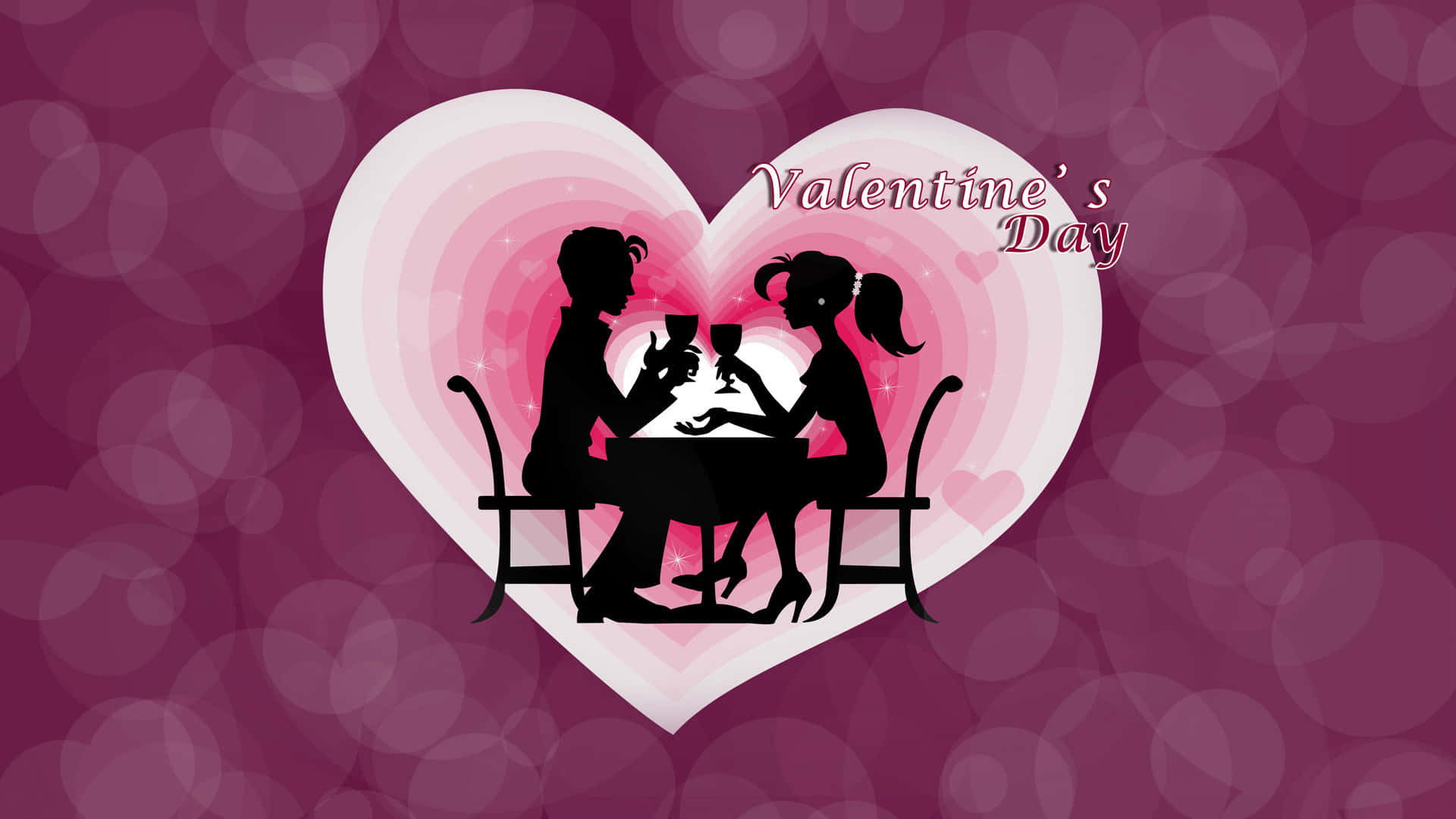 Cute Happy Valentine Day Silhouette Cartoon Wallpaper