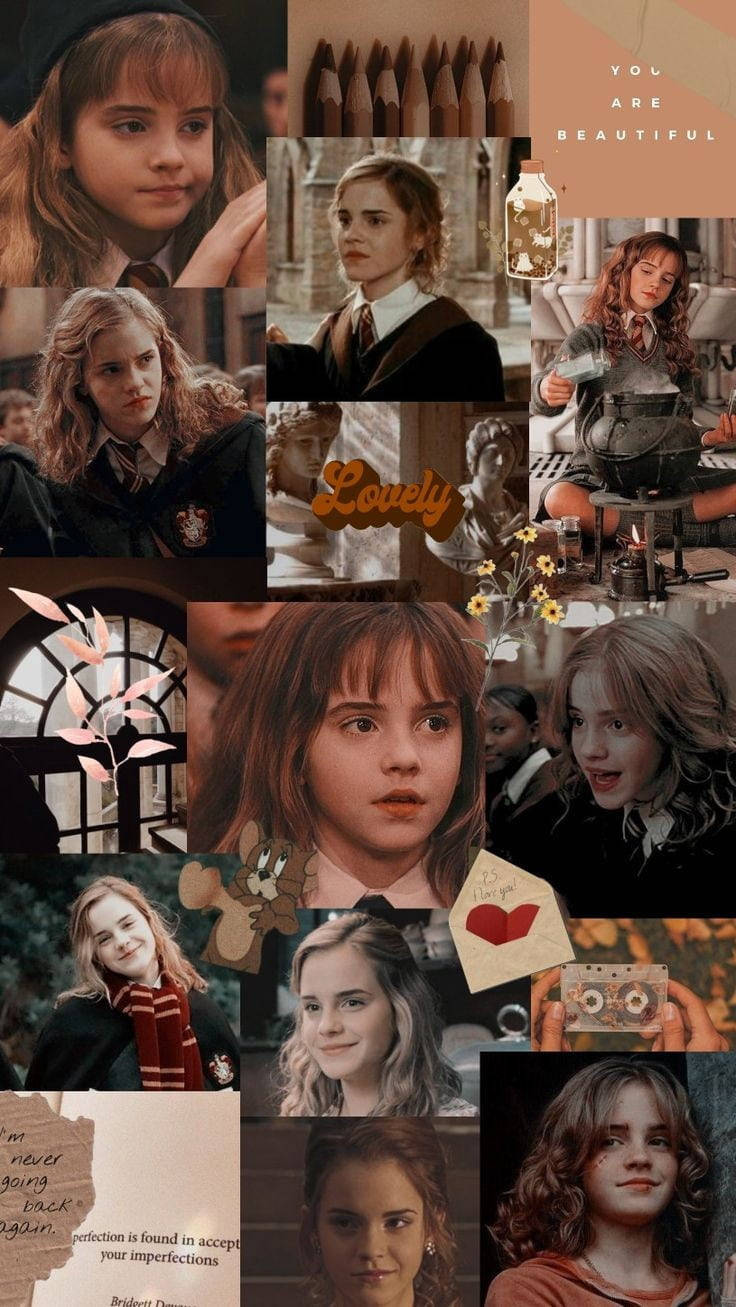 Cute Harry Potter Hermione Granger Collage Wallpaper
