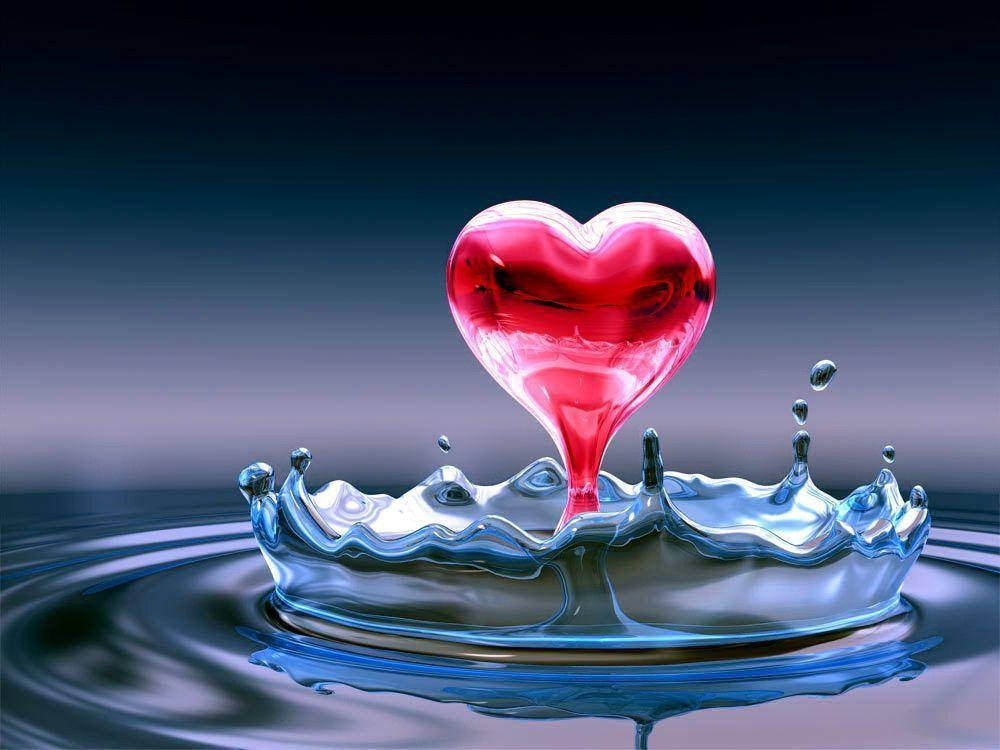 Cute Heart Droplet Into Water Wallpaper