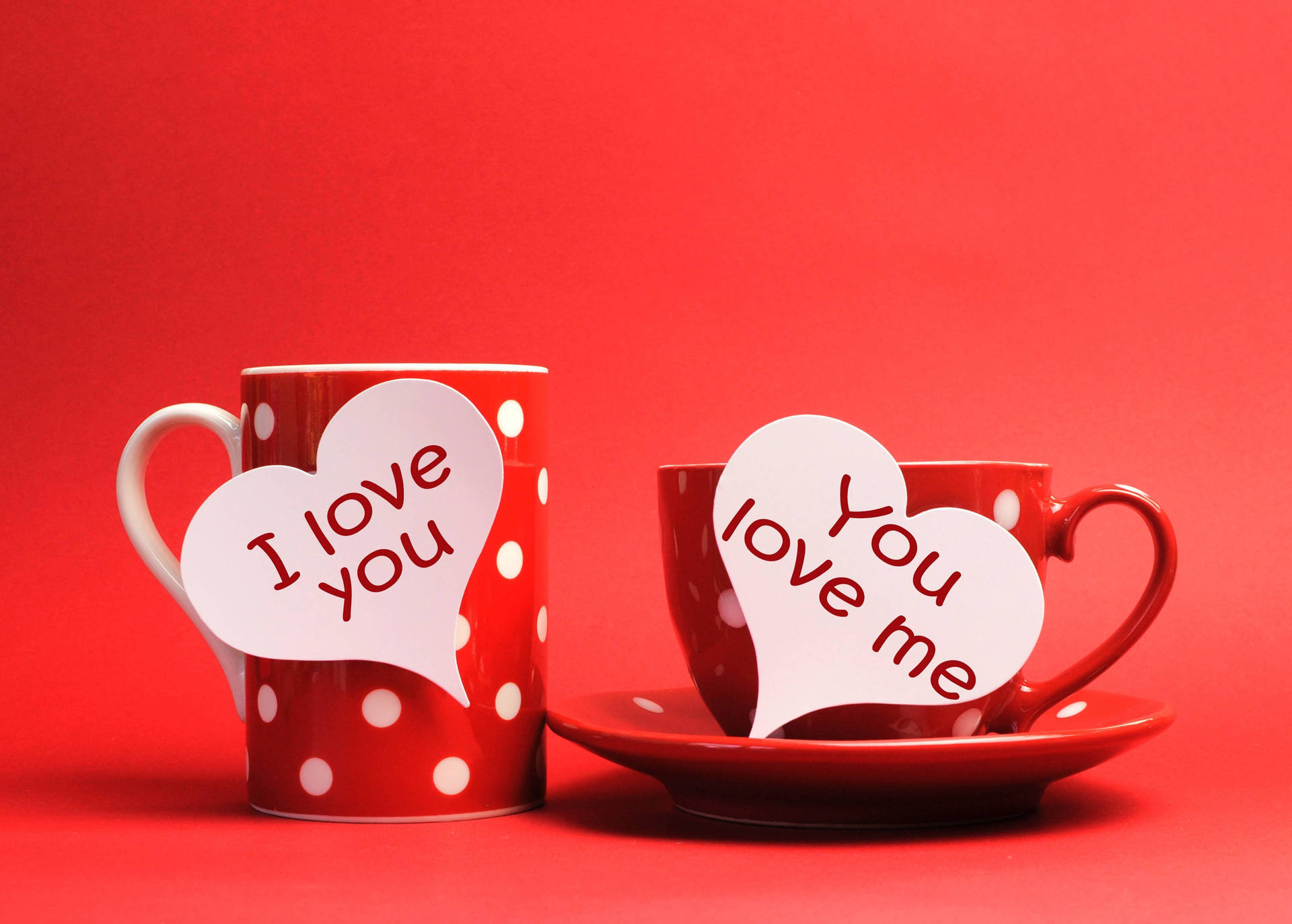 A Lovely Hearts Message on a Coffee Mug and Cup Wallpaper