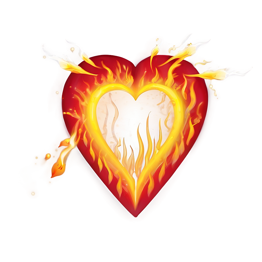Cute Heart On Fire Png Cey PNG