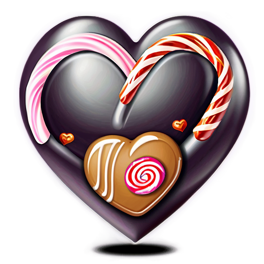 Cute Heart With Candy Png Xmi PNG