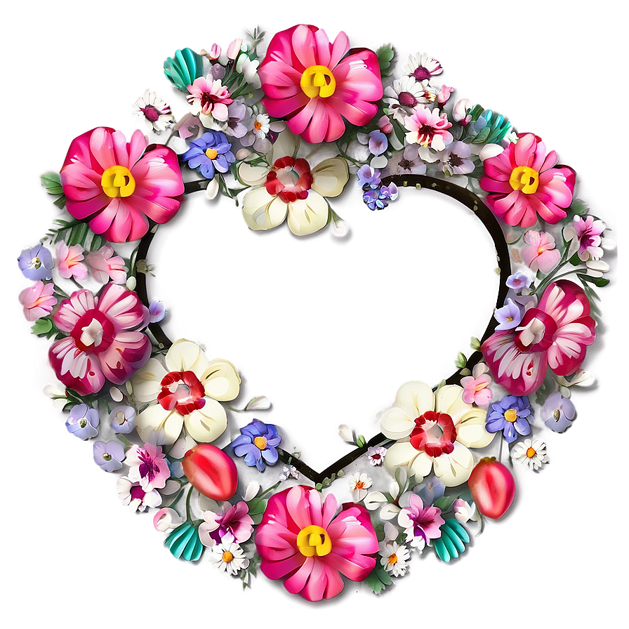 Cute Heart With Flowers Png 05232024 PNG