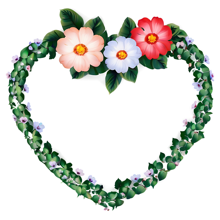 Cute Heart With Flowers Png 11 PNG