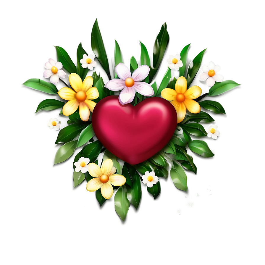 Cute Heart With Flowers Png 47 PNG