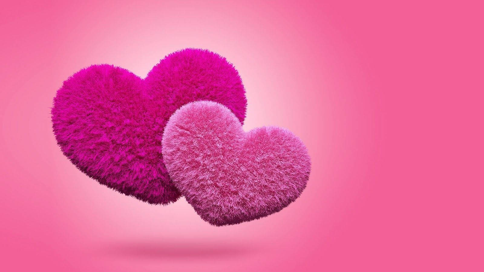 Cute Heart With Fur Pink Aesthetic Wallpaper