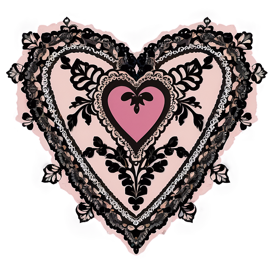 Cute Heart With Lace Png 05232024 PNG