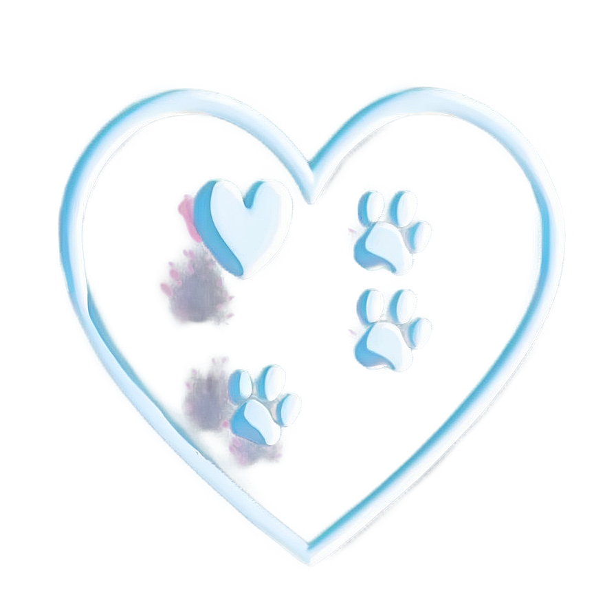 Cute Heart With Paws Png Hmr PNG
