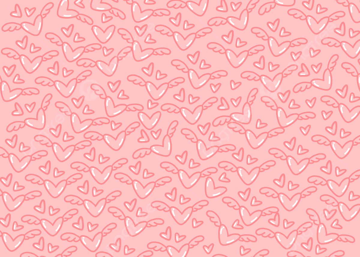 Adorable Floating Hearts on a Pink Background Wallpaper