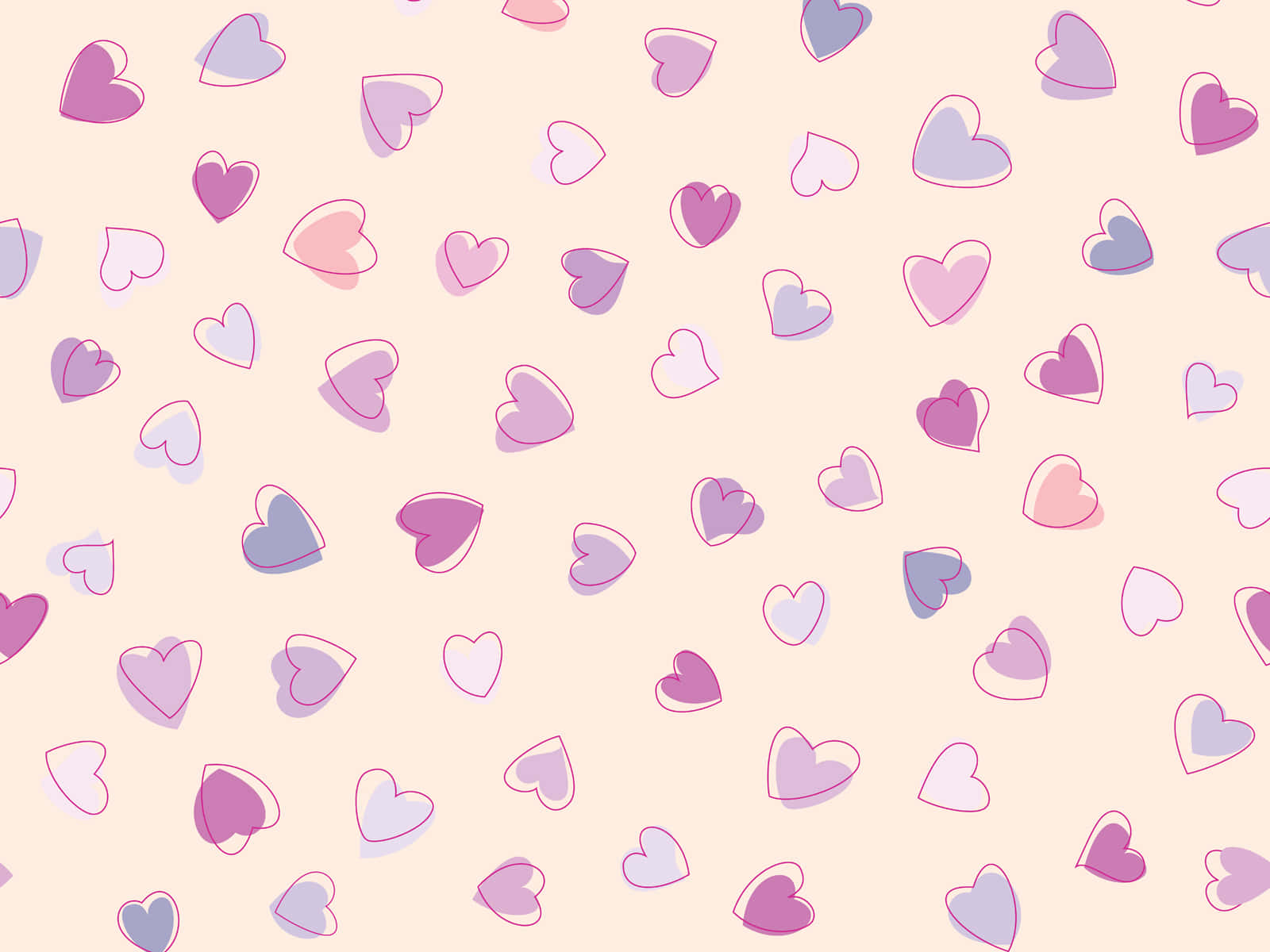 Adorable Collection of Pink and Purple Hearts Floating Together Wallpaper