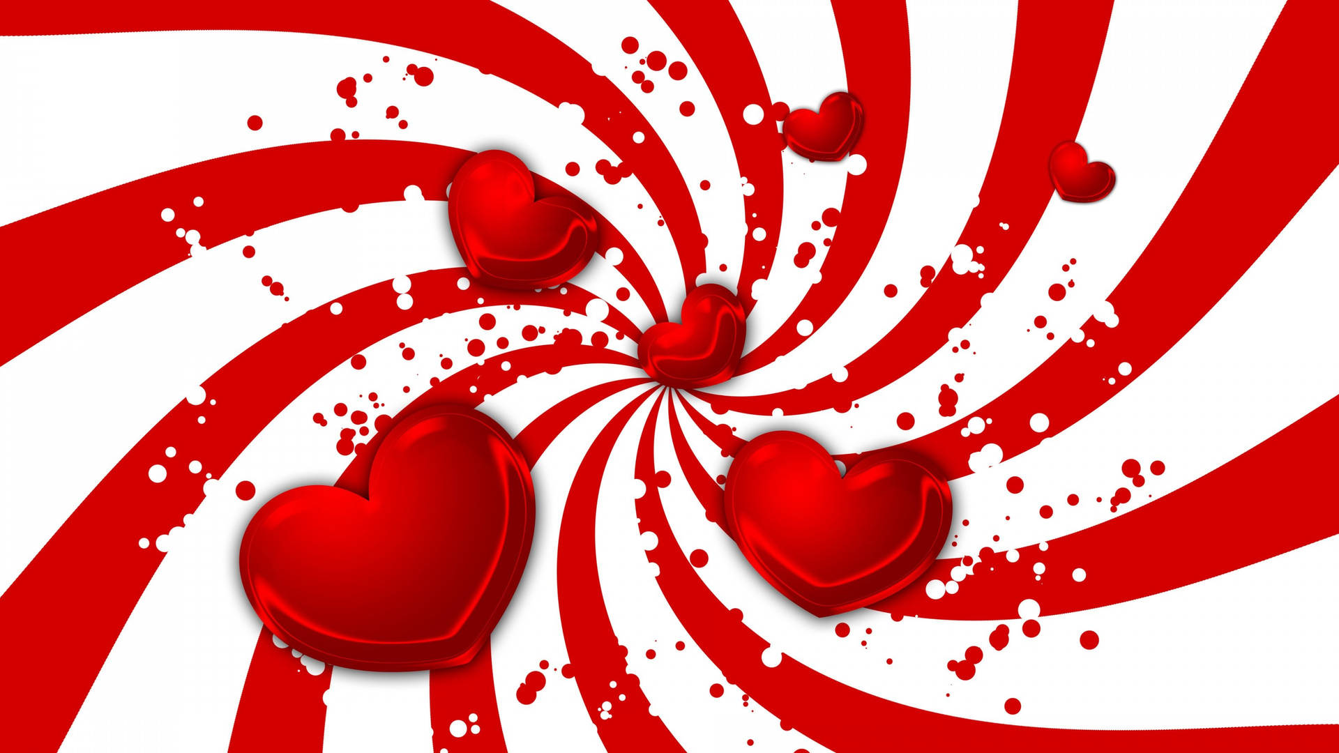 Cute Hearts With Spinning Stripes Wallpaper