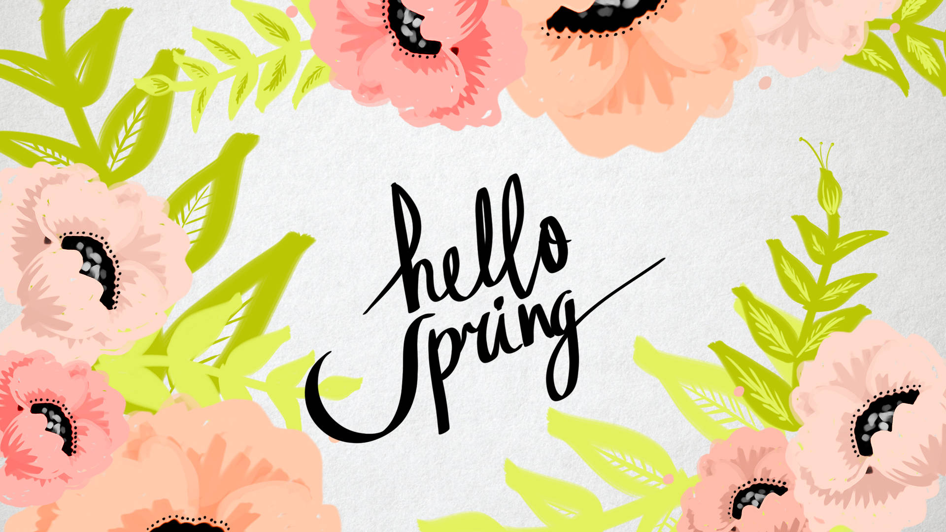 Cute Hello Spring Art Wallpaper
